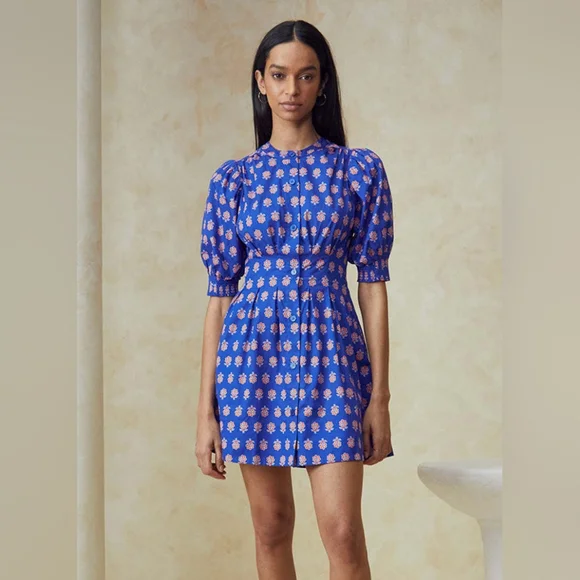 HUNTER BELL | Dresses | Hunter Bell Jamie Dress In Oxford Foulard Size 6  Blue And Orange | Poshmark